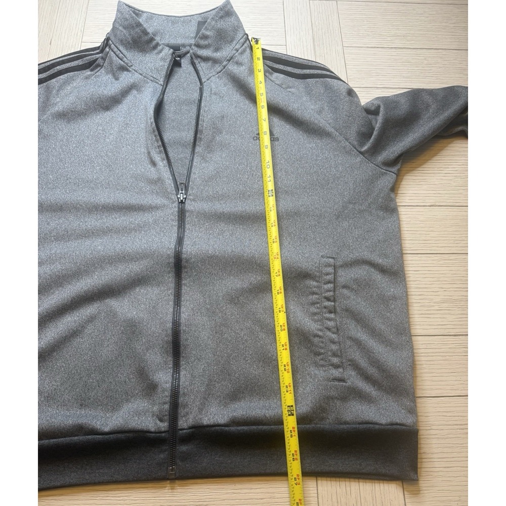 Adidas Mens Long Sleeve Stripe Full Zip Track Jacket Heather Gray/black Sz XL - Picture 3 of 6